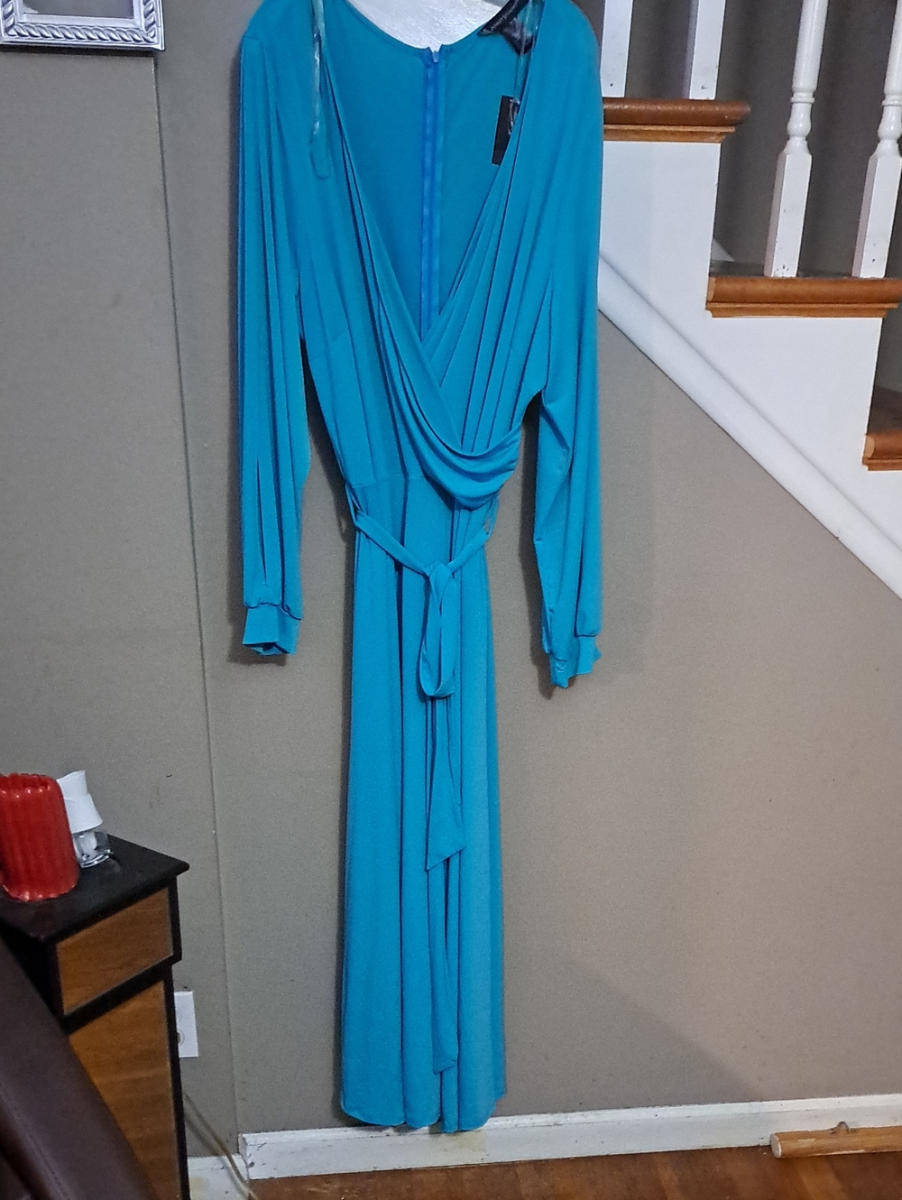 Turquoise Wrap-Style Maxi Dress